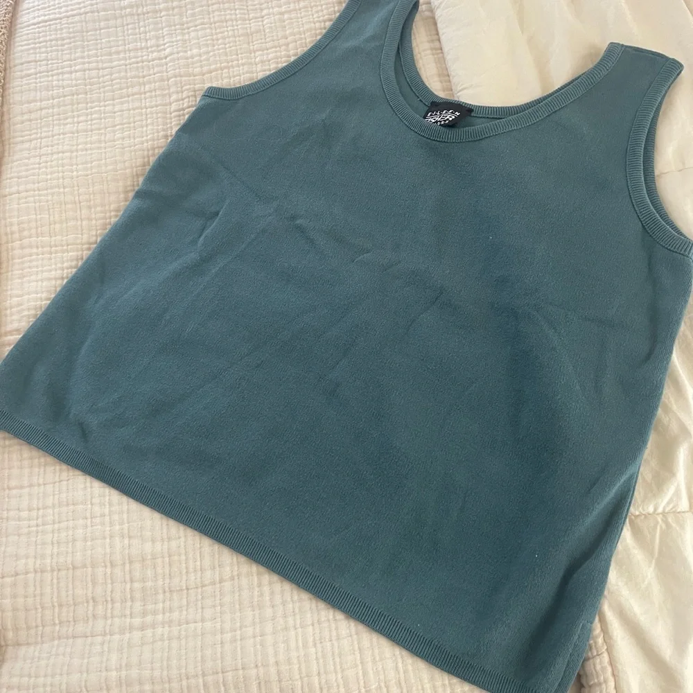 Eileen Fisher Women's 100% cotton tank Top green blue basic classic 90s size 1 - Picture 3 of 11